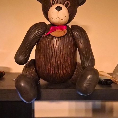 Hand painted wooden teddy - teddy, bear