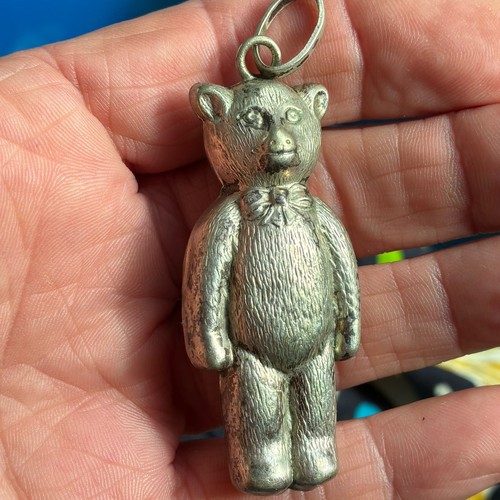 Antique silver teddy - antique,
