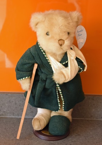 Invalid teddy bear crutches - teddy, on