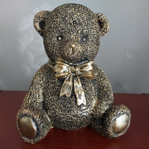 Sitting teddy bear gold - teddy,