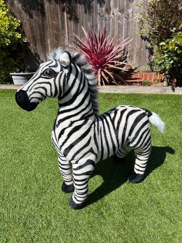 Large black white teddy zebra - large, black/white