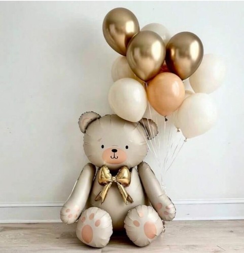 Teddy bear balloon birthday - balloon,